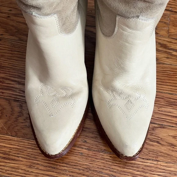Zodiac USA Vintage Women's Size 10 Off White Suede Leather Western Cowboy Boots - Picture 7 of 15